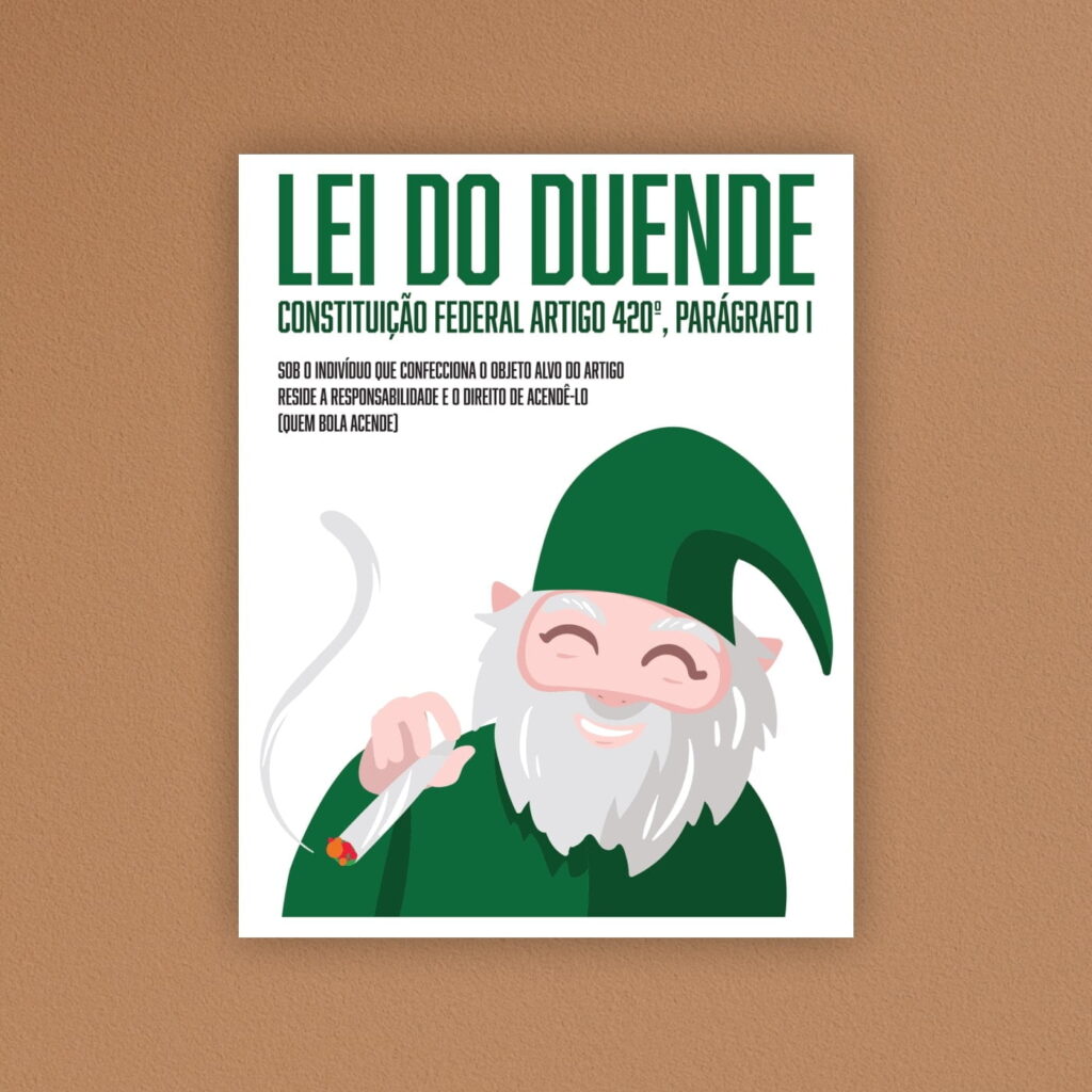 Placa decorativa Lei do Duende Quem Bola Acende
